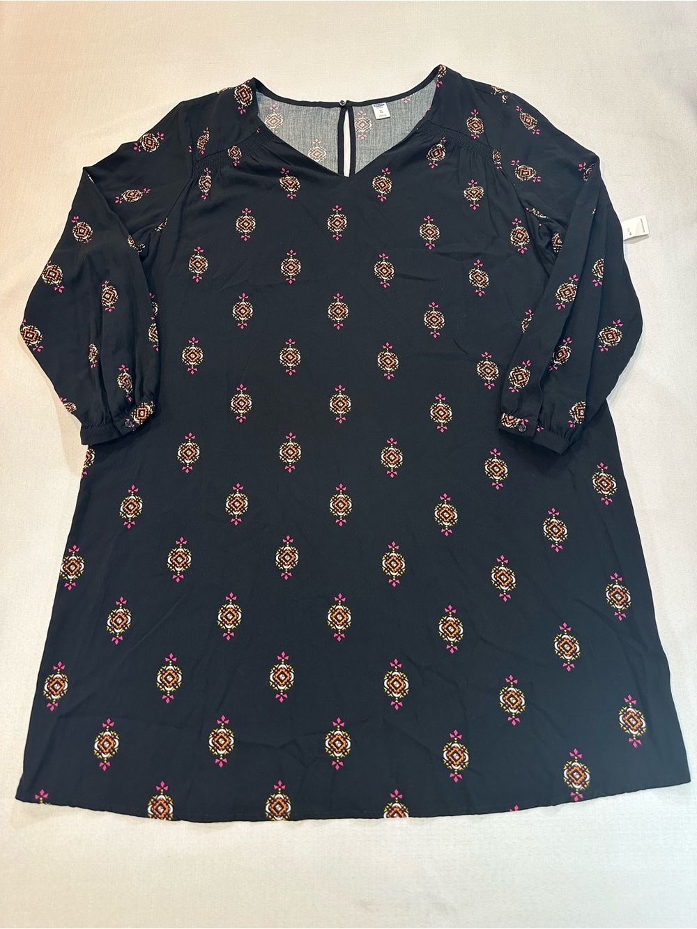 NWT Old Navy Black Geo Print Shift Dress Women’s XL